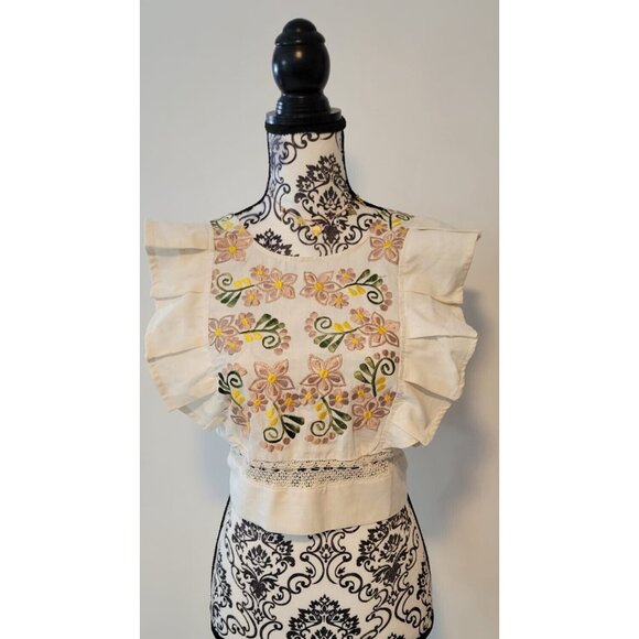 Embroidered Traditional Mexican Flutter Sleeve Lightweight Blouse Women's XS - Picture 1 of 10